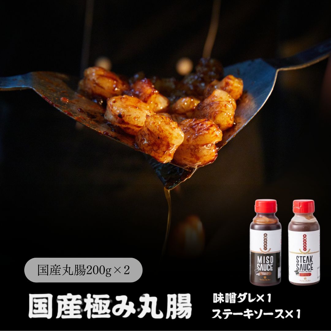 天神ホルモンを完全再現!国産極み丸腸(200g×2)+味噌ダレ×1+ステーキソース×1