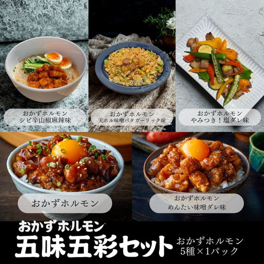 【期間限定】五味の彩（いろどり）咲き誇る。彩り豊かに織りなす五つの味。「おかずホルモン五味五彩セット」